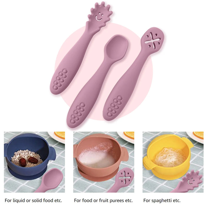 Set 3pcs Baby Silicone Spoon