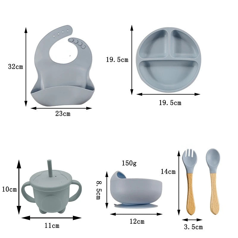 Kit Baby Feed Silicone Dishes Premium 8pcs